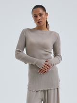 Seamless Basic Elegante | Merinould L/S T-Shirt Beige