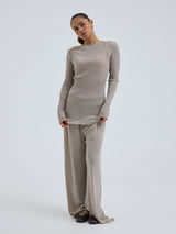 Seamless Basic Elegante | Merinould L/S T-Shirt Beige