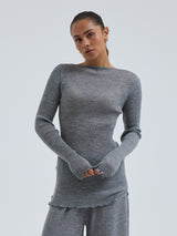 Seamless Basic Elegante | Merinould L/S T-Shirt Gråmelange