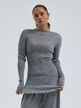 Seamless Basic Elegante | Merinould L/S T-Shirt Gråmelange
