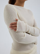 Seamless Basic Elegante | Merinould L/S T-Shirt Off-white