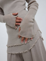 Seamless Basic Fiori | Merinould L/S T-Shirt Beige