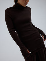 Seamless Basic Fiori | Merinould L/S T-Shirt Dark Brown