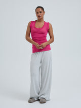 Seamless Basic Flounce | Bomuld Tanktop Berry Pink