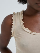 Seamless Basic Flounce | Bomuld Tanktop Dark sand