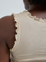 Seamless Basic Flounce | Bomuld Tanktop Dark sand