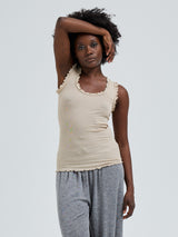 Seamless Basic Flounce | Bomuld Tanktop Dark sand