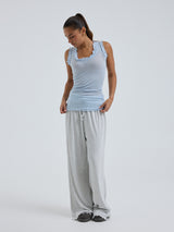 Seamless Basic Flounce | Bomuld Tanktop Hazy Sky