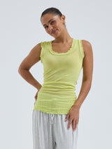 Seamless Basic Flounce | Bomuld Tanktop Neon Yellow