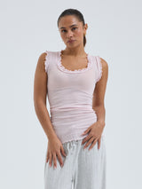 Seamless Basic Flounce | Bomuld Tanktop Pale Rose