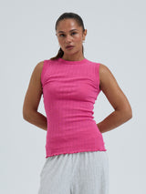 Seamless Basic Jacquard Crush | Bomuld Tanktop Berry Pink