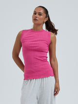 Seamless Basic Jacquard Crush | Bomuld Tanktop Berry Pink