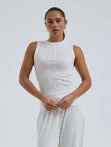 Seamless Basic Jacquard Crush | Bomuld Tanktop Off-white