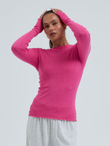 Seamless Basic Jacquard Fiore | Bomuld L/S T-Shirt Berry Pink