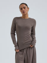 Seamless Basic Jacquard Fiore | Bomuld L/S T-Shirt Fungi