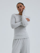 Seamless Basic Jacquard Fiore | Bomuld L/S T-Shirt Lt grey melange