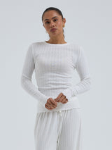 Seamless Basic Jacquard Fiore | Bomuld L/S T-Shirt Off-white