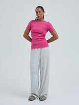 Seamless Basic Jacquard Short Sleeve | Bomuld T-shirt Berry Pink