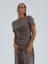 Seamless Basic Jacquard Short Sleeve | Bomuld T-shirt Fungi