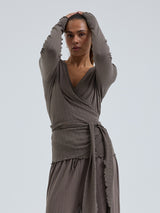 Seamless Basic Jacquard Wrap | Bomuld Cardigan Fungi