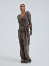 Seamless Basic Jacquard Wrap | Bomuld Cardigan Fungi