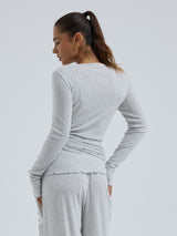 Seamless Basic Jacquard Wrap | Bomuld Cardigan Lt grey melange