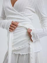 Seamless Basic Jacquard Wrap | Bomuld Cardigan Off-white