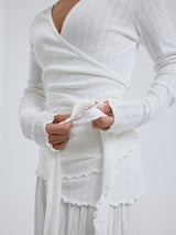 Seamless Basic Jacquard Wrap | Bomuld Cardigan Off-white