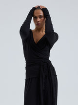 Seamless Basic Jacquard Wrap | Bomuld Cardigan Sort