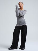 Seamless Basic Woolen Jade | Merinould L/S T-Shirt Gråmelange