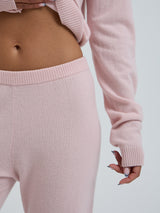 Seamless Basic Knitted leggings | Uld Cashmere T-shirt Powder Pink