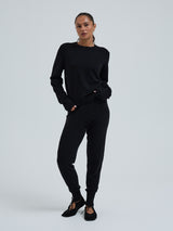 Seamless Basic Knitted leggings | Uld Cashmere T-shirt Sort