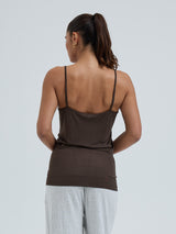 Seamless Basic Lace Silk Cami | Mulberry silke Cami top Umber Brown