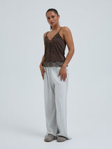 Seamless Basic Lace Silk Cami | Mulberry silke Cami top Umber Brown