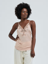 Seamless Basic Lace Silk Cami | Mulberry silke Cami top Rosie Beige w. Rosie Beige