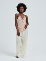 Seamless Basic Lace Silk Cami | Mulberry silke Cami top Rosie Beige w. Rosie Beige