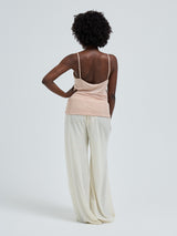 Seamless Basic Lace Silk Cami | Mulberry silke Cami top Rosie Beige w. Rosie Beige