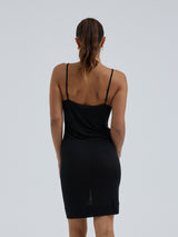 Seamless Basic Lace Silk Slip | Mulberry silke Underkjole Black w. Rosie Beige