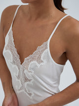 Seamless Basic Lace Silk Slip | Mulberry silke Underkjole Off-white