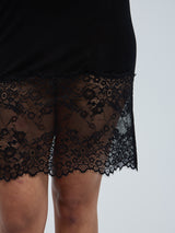 Seamless Basic Lace Silk Slip | Mulberry silke Underkjole Sort