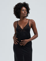 Seamless Basic Lace Silk Slip | Mulberry silke Underkjole Black w. Black