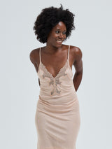 Seamless Basic Lace Silk Slip | Mulberry silke Underkjole Rosie Beige w. Rosie Beige