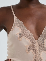 Seamless Basic Lace Silk Slip | Mulberry silke Underkjole Rosie Beige w. Rosie Beige