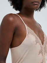 Seamless Basic Lace Silk Slip | Mulberry silke Underkjole Rosie Beige w. Rosie Beige