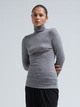 Seamless Basic Woolen Lola | Merinould Rullekravebluse Gråmelange