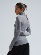 Seamless Basic Woolen Lola | Merinould Rullekravebluse Gråmelange