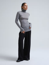Seamless Basic Woolen Lola | Merinould Rullekravebluse Gråmelange