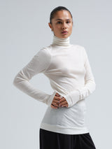 Seamless Basic Woolen Lola | Merinould Rullekravebluse Off-white