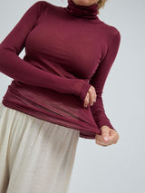 Seamless Basic Nouveau | Bomuld Rullekravebluse Burgundy