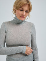 Seamless Basic Nouveau | Bomuld Rullekravebluse Gråmelange